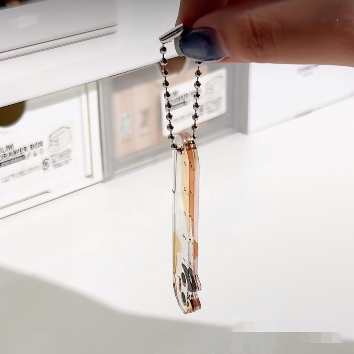Cute Cat Acrylic Palm Ruler Keychain