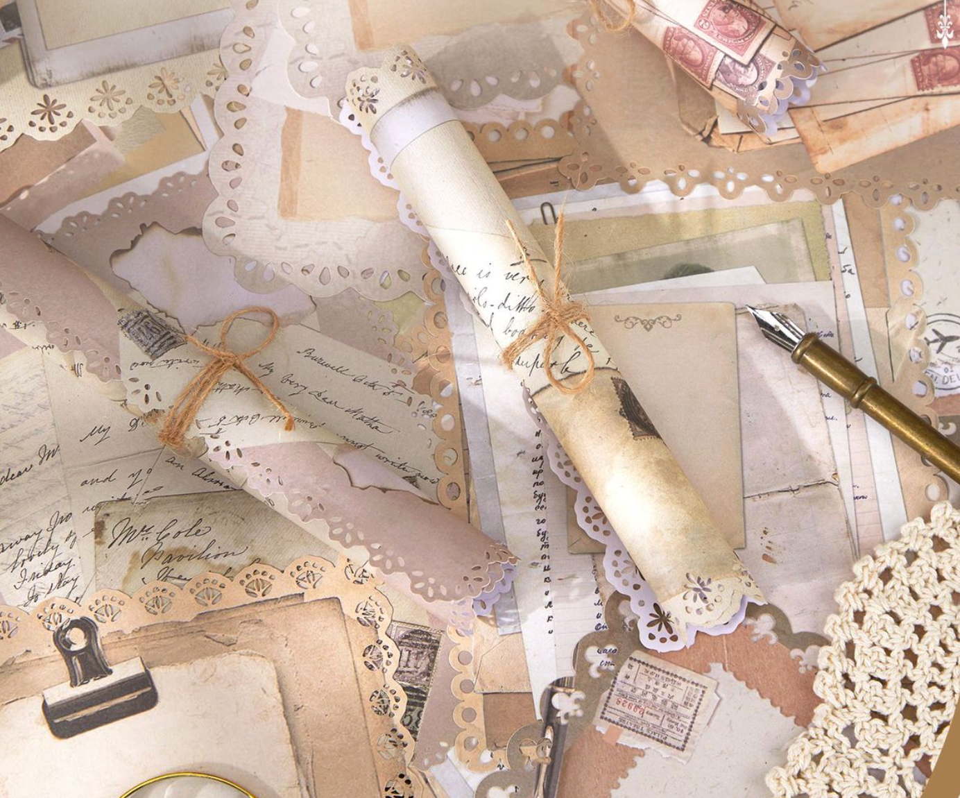 Lace Edge Floral Scrapbooking Sheets
