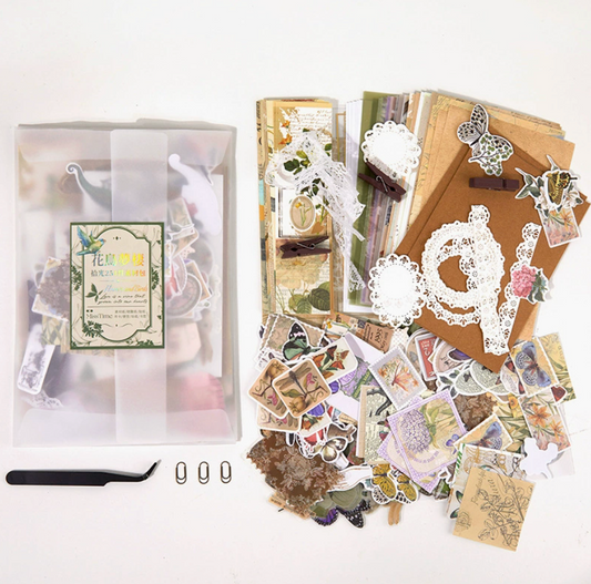 Vintage Journaling Kit with Stickers, Papers & Embellishments